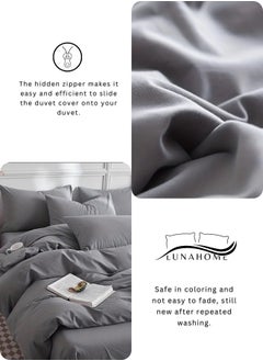 LUNA Home King Size 6-Piece Premium Quality Bedding Set in Solid Dark Grey, No Filler Included.  - Image 5
