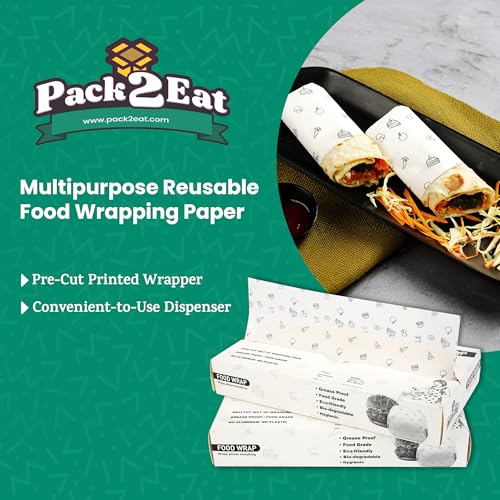 Pack2Eat Roti Wrapping Paper | Food Wrapping Multipurpose Paper | Imported Oilproof, Reusable Wrap for Food | Roti Wrap | Extra Wide 12" Food Wrapping Paper with Dispenser (120 Meters) - 400 pcs - Image 2
