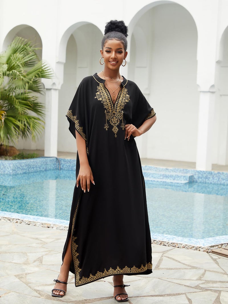 IMAGEKOPE Kaftan Dresses for Women Swimsuit Coverup Plus Size Beach Caftan Cover Ups for Swimwear Embroidery - Image 4
