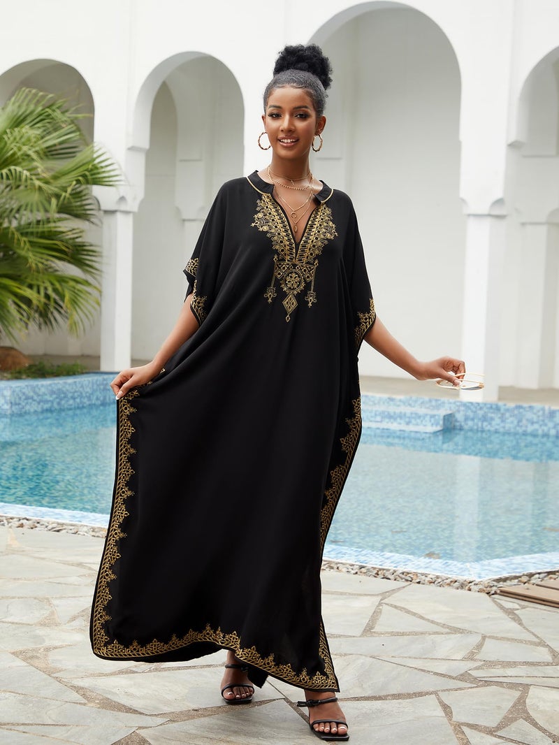 IMAGEKOPE Kaftan Dresses for Women Swimsuit Coverup Plus Size Beach Caftan Cover Ups for Swimwear Embroidery - Image 5