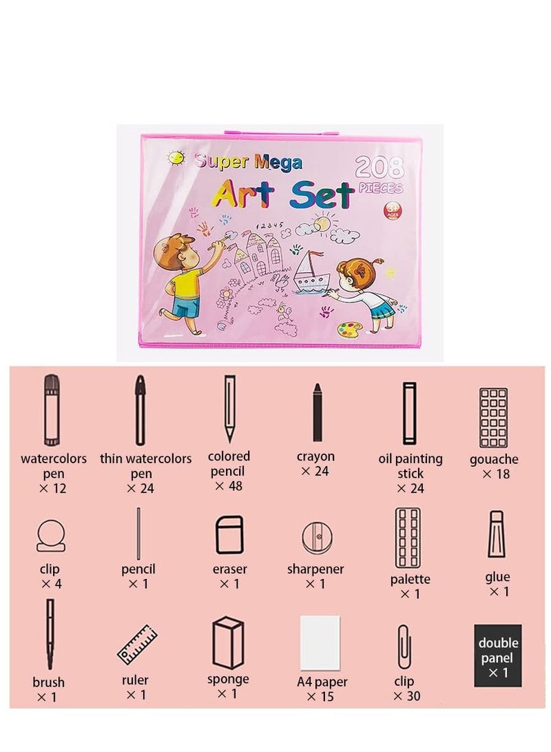 Beauenty 208 PCS Art Supplies Drawing Art Kit for Kids Adults Set with Oil Pastels Crayons, Colored Pencils Paint Brush Watercolor for Budding Artists Kids Teens Boys Girls - Image 5