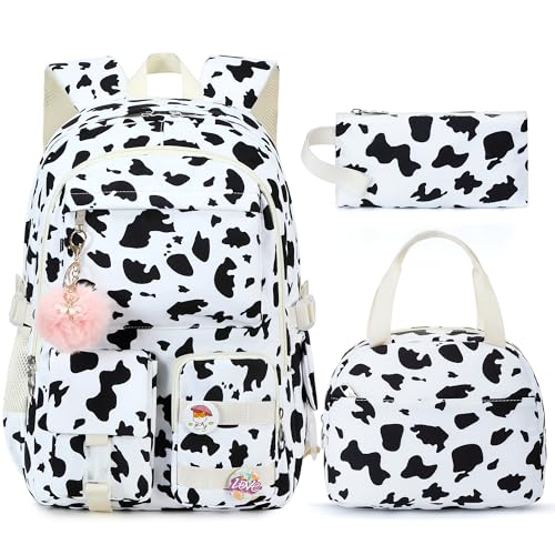 Hidds 3 PCS Backpack Set for Girls Laptop College School Backpack with Lunch Box Pencil Case Women Teens Cute Bookbag Kids Elementary Middle High School Bag Student Bookbags Set Travel Daypack Black - Image 1