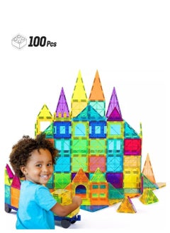 HOPHOP HOPHOP 100pcs bagnet building tiles vibrant clear color early learning brain development magnetic 3D building blocks,construction play boards, creativity beyond imagination  - Image 1