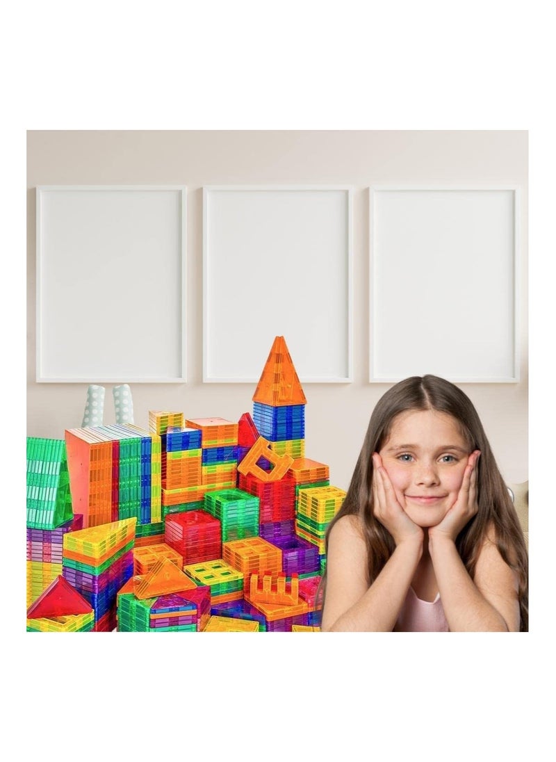 HOPHOP - HOPHOP 100pcs bagnet building tiles vibrant clear color early learning brain development magnetic 3D building blocks,construction play boards, creativity beyond imagination - Image 1