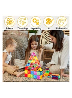 HOPHOP HOPHOP 100pcs bagnet building tiles vibrant clear color early learning brain development magnetic 3D building blocks,construction play boards, creativity beyond imagination  - Image 3