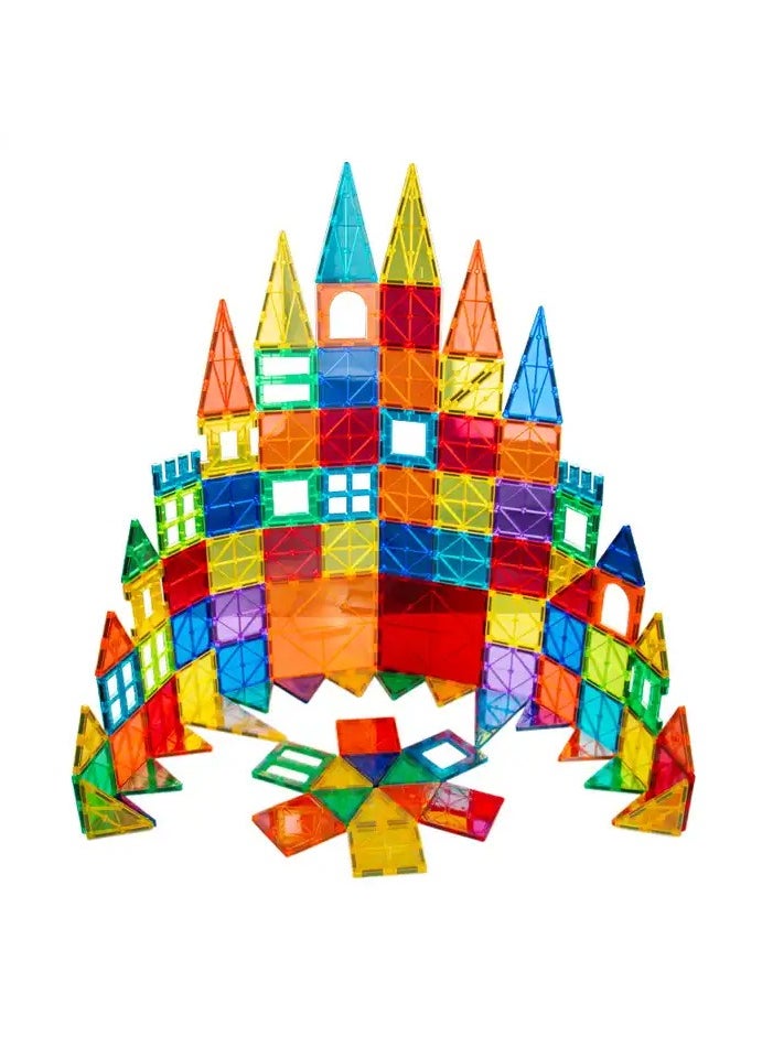 HOPHOP - HOPHOP 100pcs bagnet building tiles vibrant clear color early learning brain development magnetic 3D building blocks,construction play boards, creativity beyond imagination - Image 1