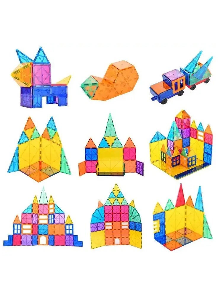 HOPHOP - HOPHOP 100pcs bagnet building tiles vibrant clear color early learning brain development magnetic 3D building blocks,construction play boards, creativity beyond imagination - Image 1