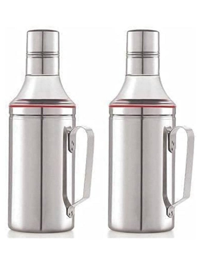 STEEPLE 1000ml Stainless Steel Oil Dispenser with Handle 1 Litre (Pack of 2) - Image 1