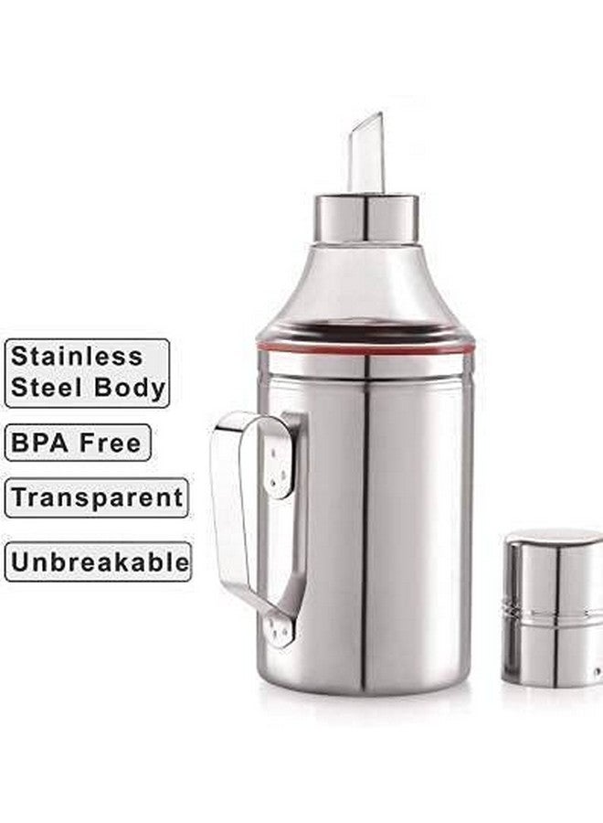 STEEPLE 1000ml Stainless Steel Oil Dispenser with Handle 1 Litre (Pack of 2) - Image 2