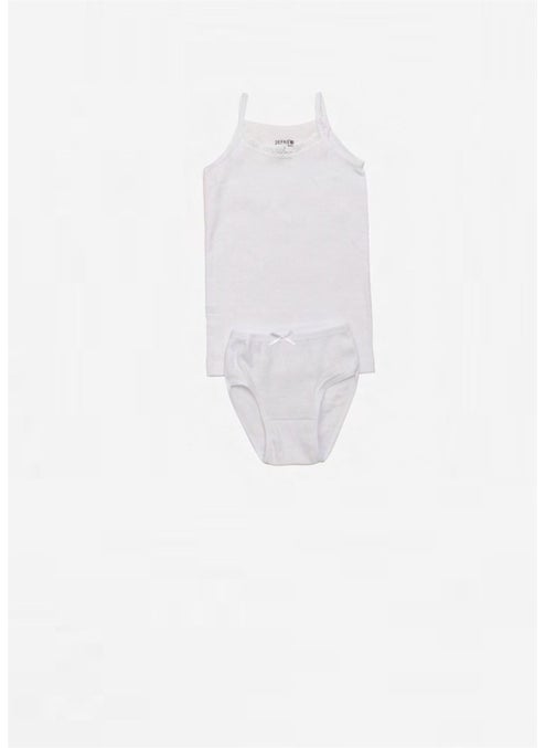 100% Cotton Lace Embroidered Thin Strap Girl's Undershirt Panties Set