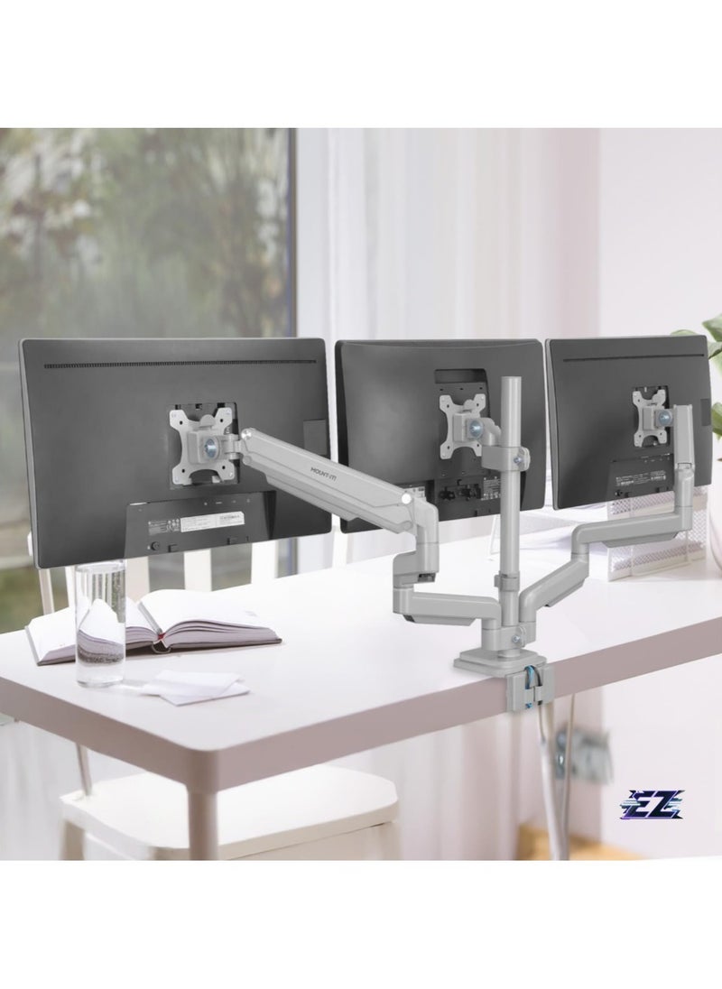 ELTRAZONE 3-Monitor Stand with Balanced Adjustment – USB & Audio Ports, Fits VESA Screens 24”-32”, Perfect for Gaming or Workstations  - Image 3