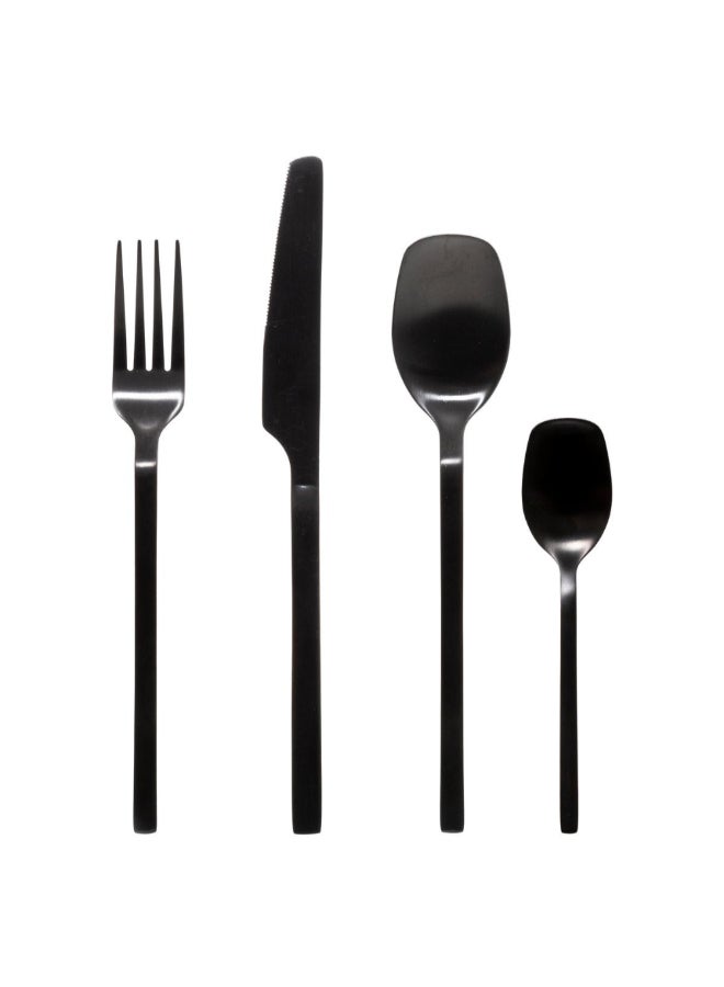 Secret de Gourmet 24-Piece Modern Wood Collection Cutlery Set Black 11 x 4.5 x 4.5 cm 176941 - Image 1