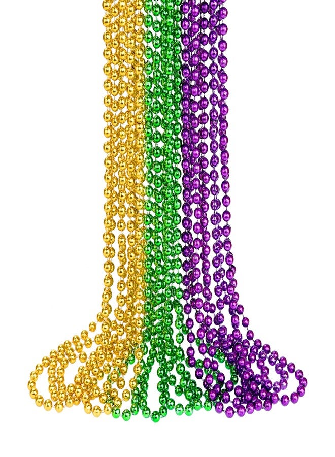 ZZYFGH 12PCS Mardi Gras Beads, Gold Green Purple Mardi Gras Metallic Beads Costumes Necklaces Bulk, 33" Mardi Gras Necklace Women Men Stuff, Festival Parade Throw Accessories for Wedding Birthday - Image 1