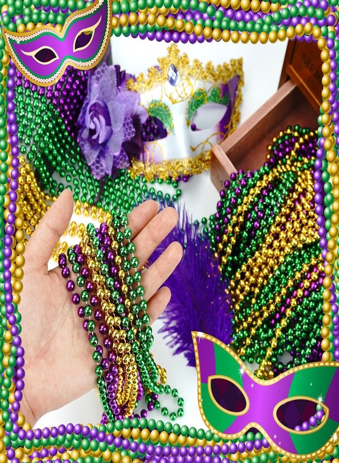 ZZYFGH 12PCS Mardi Gras Beads, Gold Green Purple Mardi Gras Metallic Beads Costumes Necklaces Bulk, 33" Mardi Gras Necklace Women Men Stuff, Festival Parade Throw Accessories for Wedding Birthday - Image 3