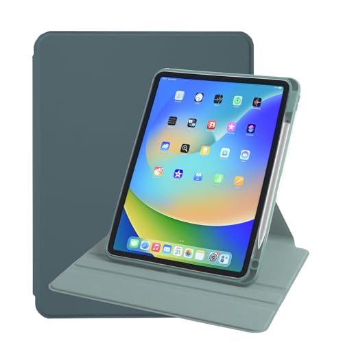 Arctic Fox Smart Folio Rotating Cover Case for iPad Pro 11 inch Cover Case (M4 2024) with Pencil Holder,360 Degree Rotation Protective Stand Cover Clear Back [Auto Sleep Wake Support] - Green - Image 2