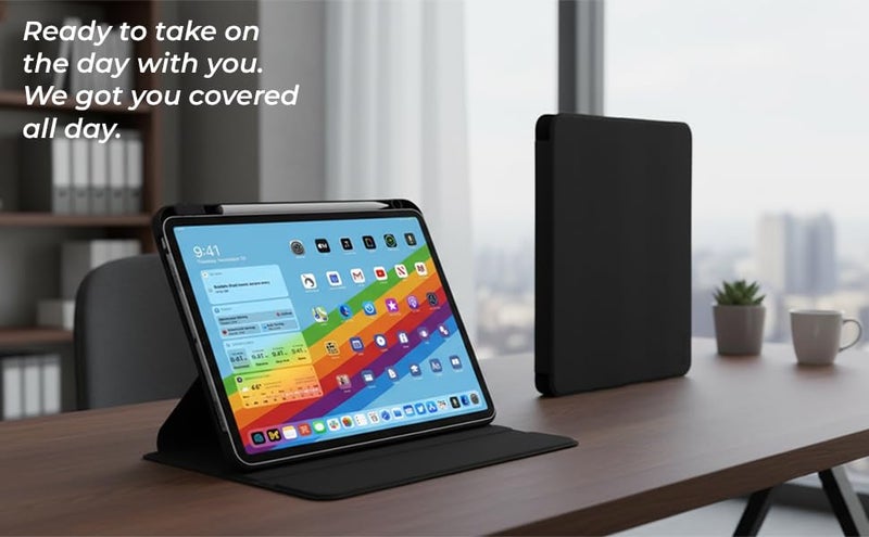 Arctic Fox Smart Folio Rotating Cover Case for iPad Pro 11 inch Cover Case (M4 2024) with Pencil Holder,360 Degree Rotation Protective Stand Cover Clear Back [Auto Sleep Wake Support] - Green - Image 4