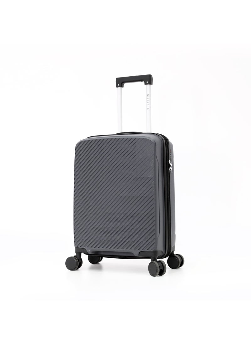 GIORDANO Unbreakable Hardshell PP Luggage Trolley Bag 20 inch Cabin Size With Double Spinner Wheels,Grey  - Image 1