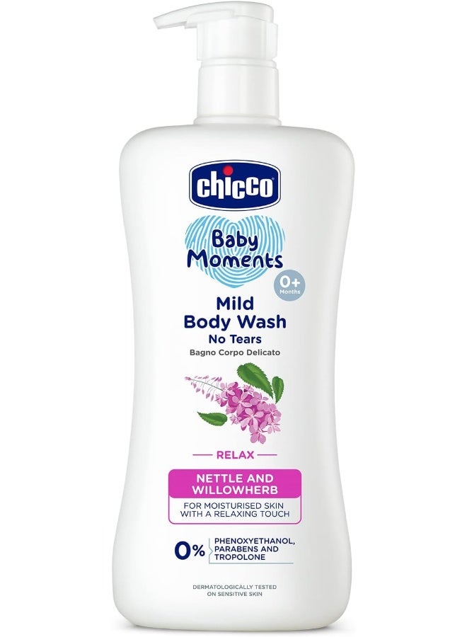 شيكو غسول الجسم اللطيف بيبي مومنتس من شيكو، تركيبة متقدمة جديدة بمكونات طبيعية، بدون دموع أو صابون، تركيبة خفيفة لغسول الجسم والوجه للطفل، خالية من الفينوكسي إيثانول والبارابين (500 مل) - Image 1