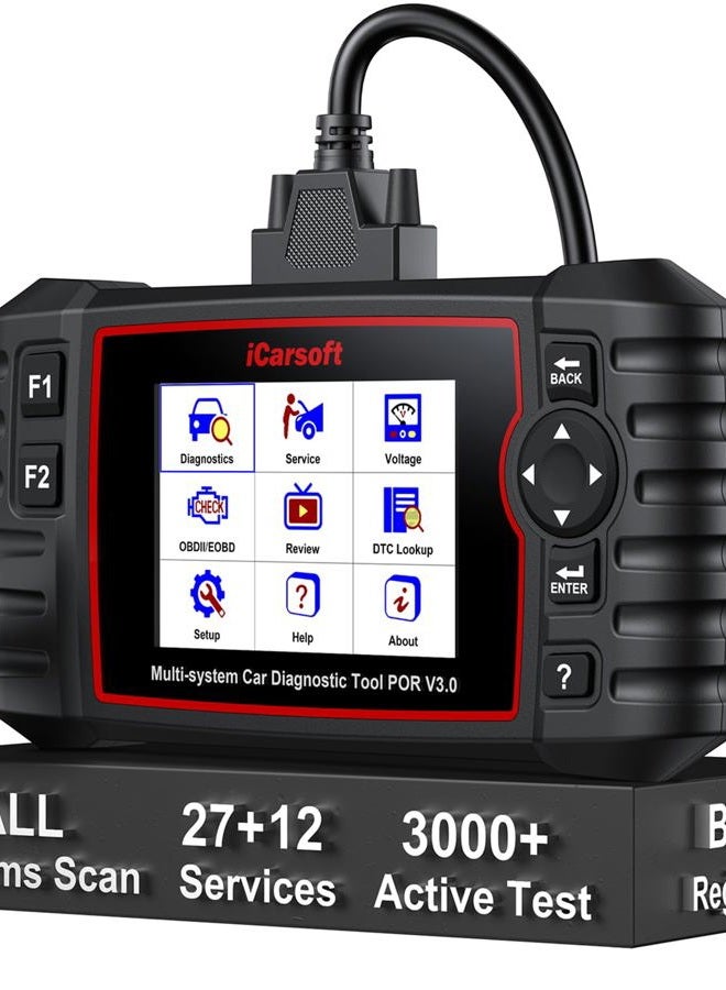 iCarsoft Bidirectional Diagnostic Tool for Porsche/Cayenne, POR V3.0 (Enhance Version) All System OBD2 Scanner, 23+Special Reset Service Code Reader for Porsche, Battery Test, Auto VIN - Image 1