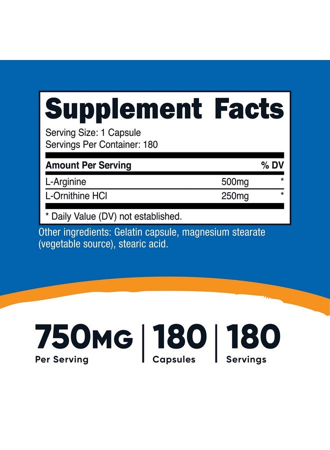 Nutricost Larginine Lornithine 750Mg; 180 Capsules - Image 3