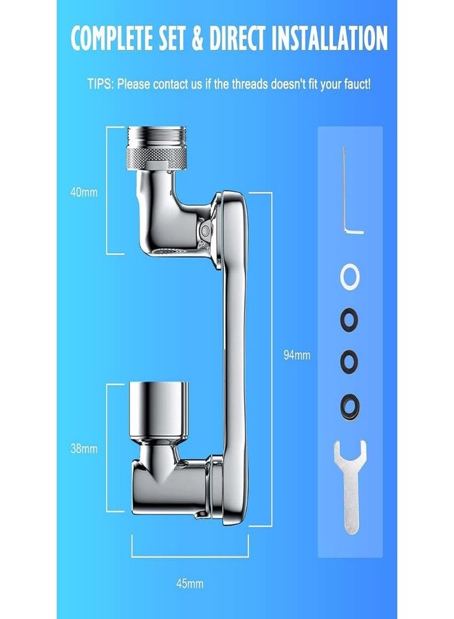 COSWARE Tap Extender Universal 1080° Swivel Robotic Arm Swivel Extension Faucet Aerator, ABS plastic Chrome Finish body, Faucet Sprayer Attachment, tap filter, sink tap extender for kitchen sinks - Image 3
