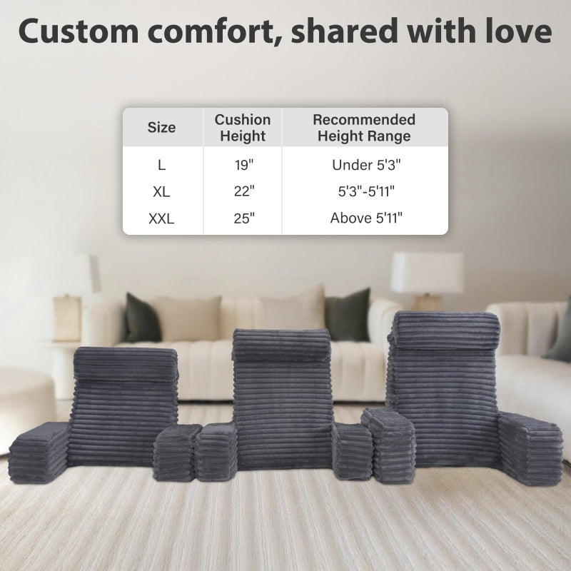 ENITYA 19â€ Back Pillow for Bed Sitting up, Built-in Armrests & Big Pockets, Back Support Chair Pillow for Sitting up/Watching TV/Reading/Gaming/Resting/Post Surgery/Nursing - Image 4