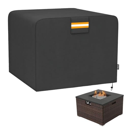 EVRBUL 32L x 32W x 24H Square Patio Gas Fire Pit Table Cover Heavy Duty 420D Waterproof Outdoor Fire Pit Cover Fire Table Cover for 28 30 32 Inch Square Fire Pit Tables - Image 1