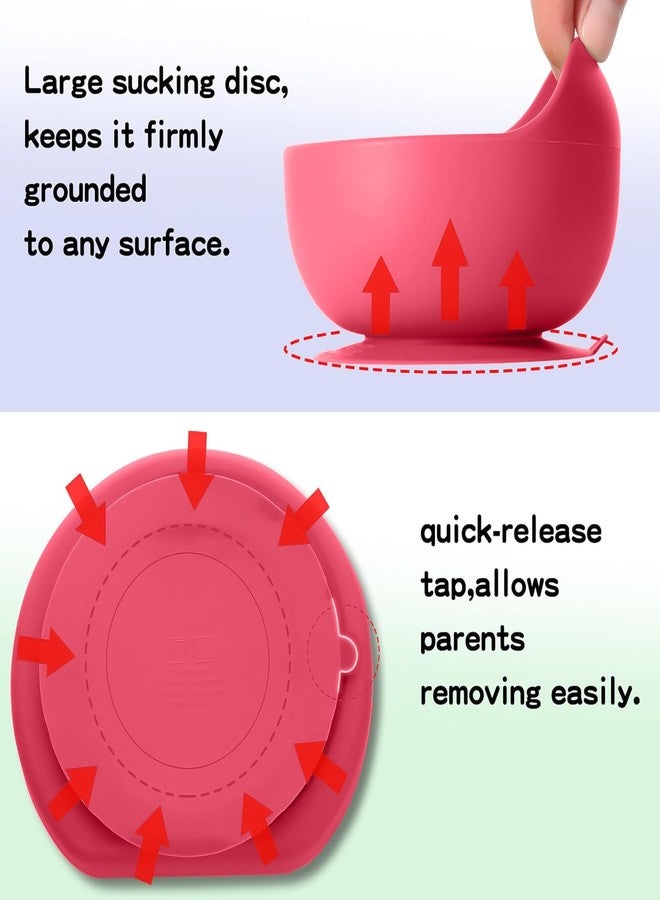 Tony Stark 7 Pcs Silicone Baby Feeding Set Bpa-Free,Microwave Safe,Anti-Slip Base | Complete Tableware Kit for Babies & Toddlers with Suction Plate,Bowl,Cup, Spoon,Fork & Bib (Pink) - Image 3