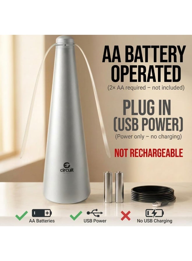 Circuit Green Fly Repellent Fan for Tables – Silver, Portable Table-Top Insect Deterrent, Quiet USB or Battery Powered, Indoor/Outdoor for Food, Restaurants, Garden, Camping & Picnic - Image 3