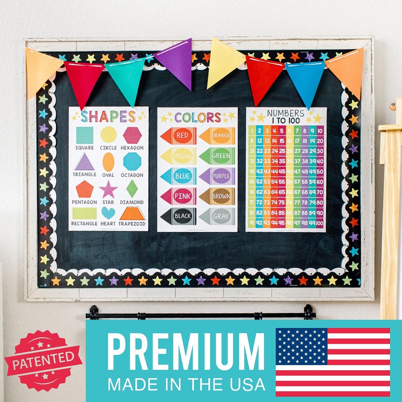 Hadley Designs ABC Posters For Classroom Wall - Shapes, 1-100 Number Chart, Color & Alphabet Learning Posters For Toddlers 1-3, PreK, Kindergarten & Homeschool, Laminated Colorful Classroom Poster - Image 3