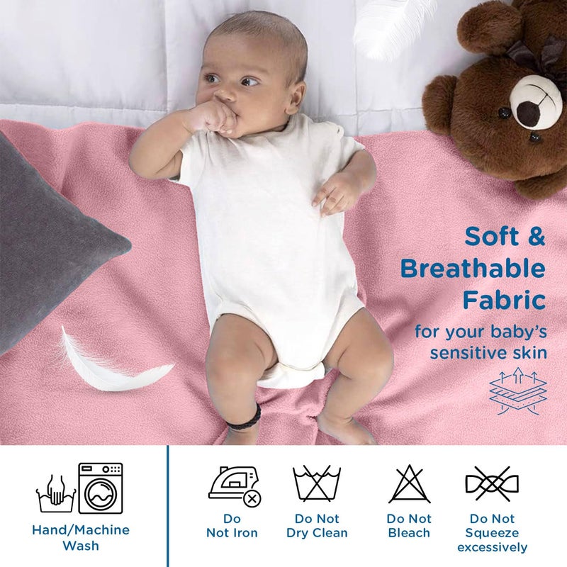 mee mee Mee Mee Reusable Water Proof Cotton Bed Protector SheetExtra Absorbent MatDry SheetsUrine SheetDry Mat Pack of 2 70CmX100Cm Medium Pink  - Image 2