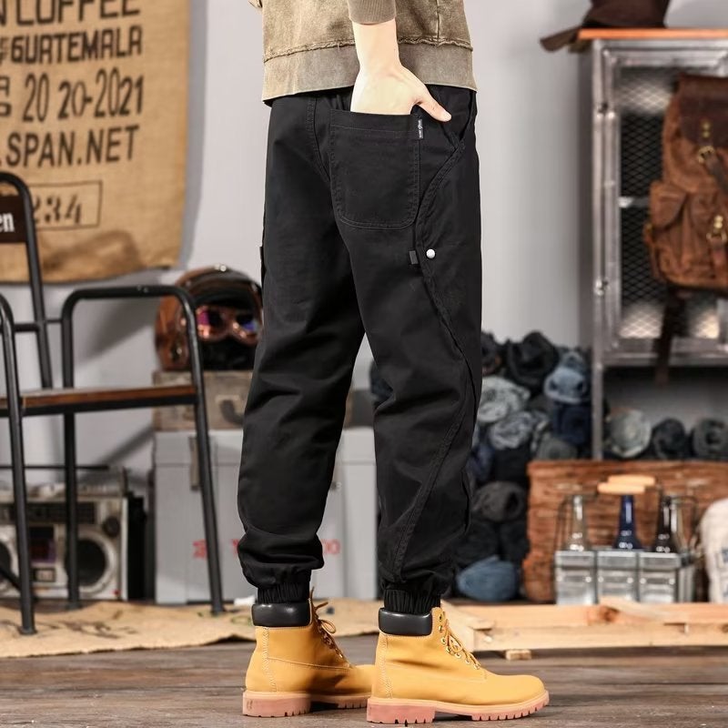 Generic Spring New Style Functional Style Simple Fashion Workwear Trousers Mens Trendy Solid Color All-match Trendy Leg-toe Sports Trousers Grey  - Image 2