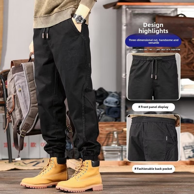 Generic Spring New Style Functional Style Simple Fashion Workwear Trousers Mens Trendy Solid Color All-match Trendy Leg-toe Sports Trousers Grey  - Image 5