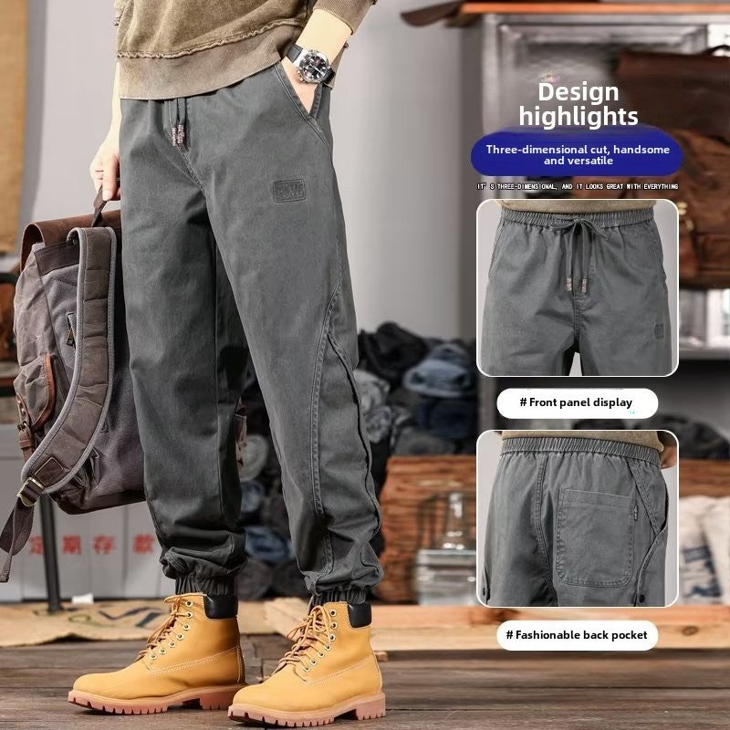 Generic Spring New Style Functional Style Simple Fashion Workwear Trousers Mens Trendy Solid Color All-match Trendy Leg-toe Sports Trousers Grey  - Image 4