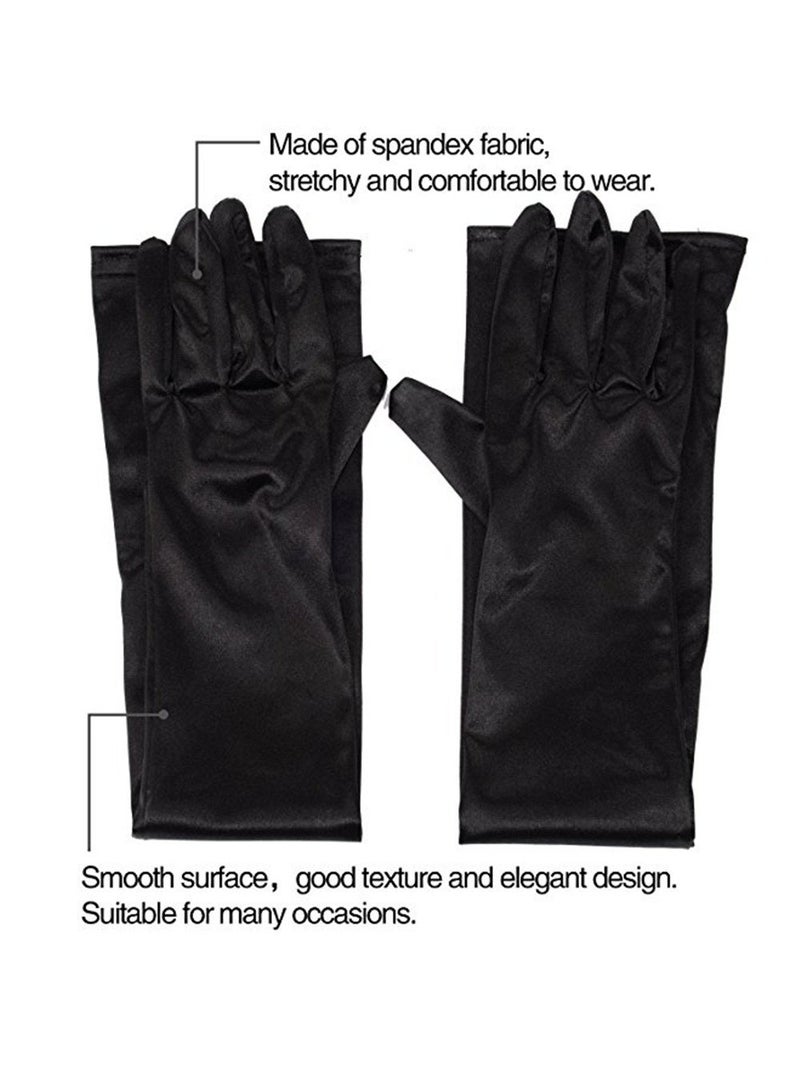 Lansian Long Black Opera Party Gloves for Women 1920s 20s Satin Gloves Elbow Length Bridal Evening Dress Costumes, 21.6'' - Image 5