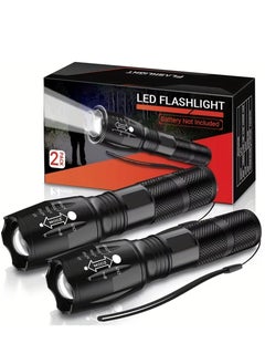 QLIGHT LED Flashlights High Lumens 2 Pack, Powerful Tactical Flashlight With 5 Modes, Pocket Small Flash Light, Waterproof Zoomable Flashlights for Camping Home Emergencies, Camping Essentials (Batteries not Included)  - Image 1