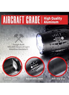 QLIGHT LED Flashlights High Lumens 2 Pack, Powerful Tactical Flashlight With 5 Modes, Pocket Small Flash Light, Waterproof Zoomable Flashlights for Camping Home Emergencies, Camping Essentials (Batteries not Included)  - Image 3