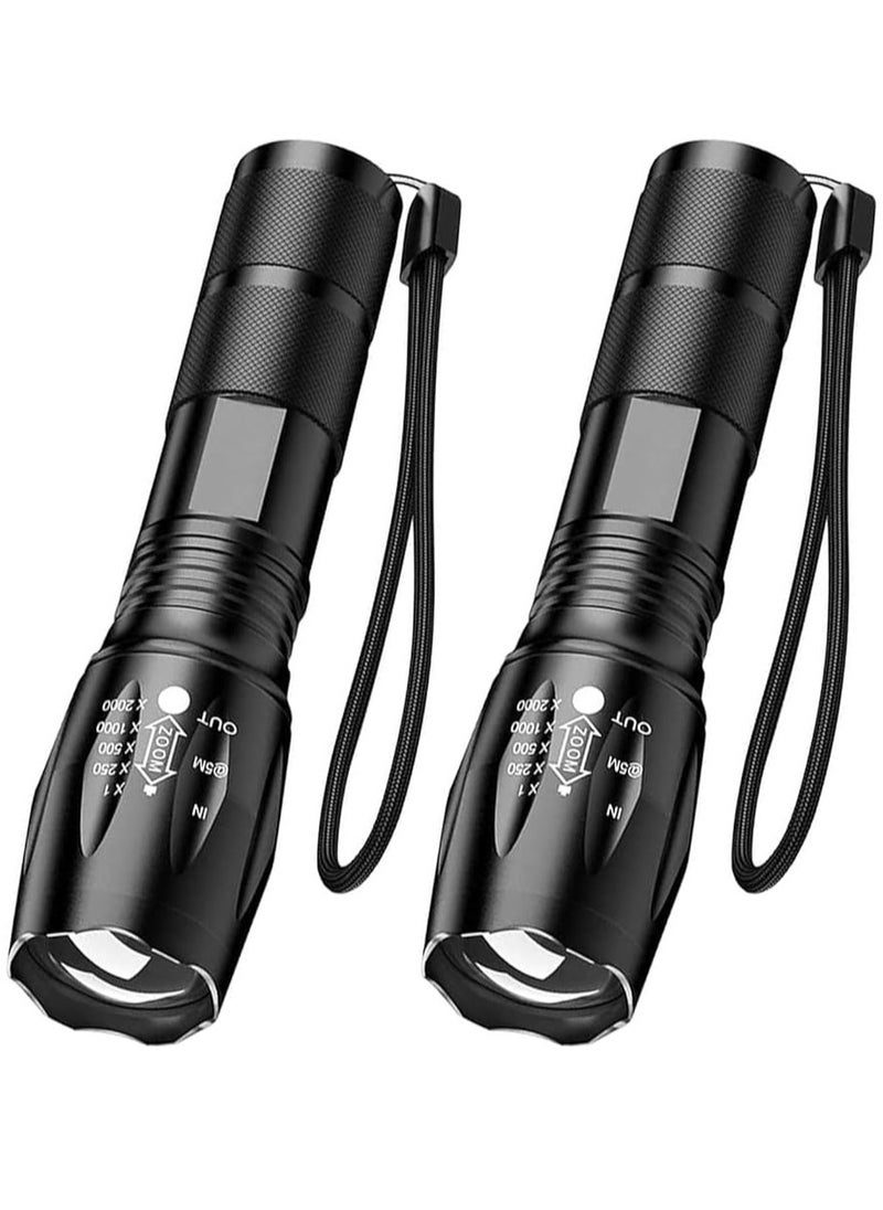QLIGHT LED Flashlights High Lumens 2 Pack, Powerful Tactical Flashlight With 5 Modes, Pocket Small Flash Light, Waterproof Zoomable Flashlights for Camping Home Emergencies, Camping Essentials (Batteries not Included)  - Image 1