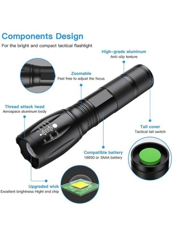 QLIGHT Portable LED Flashlights High Lumens 2 Pack, Powerful Tactical Flashlight With 5 Modes, Pocket Small Flash Light, Waterproof Zoomable Flashlights for Camping Home Emergencies, Camping Essentials (Batteries not Included) - Image 3