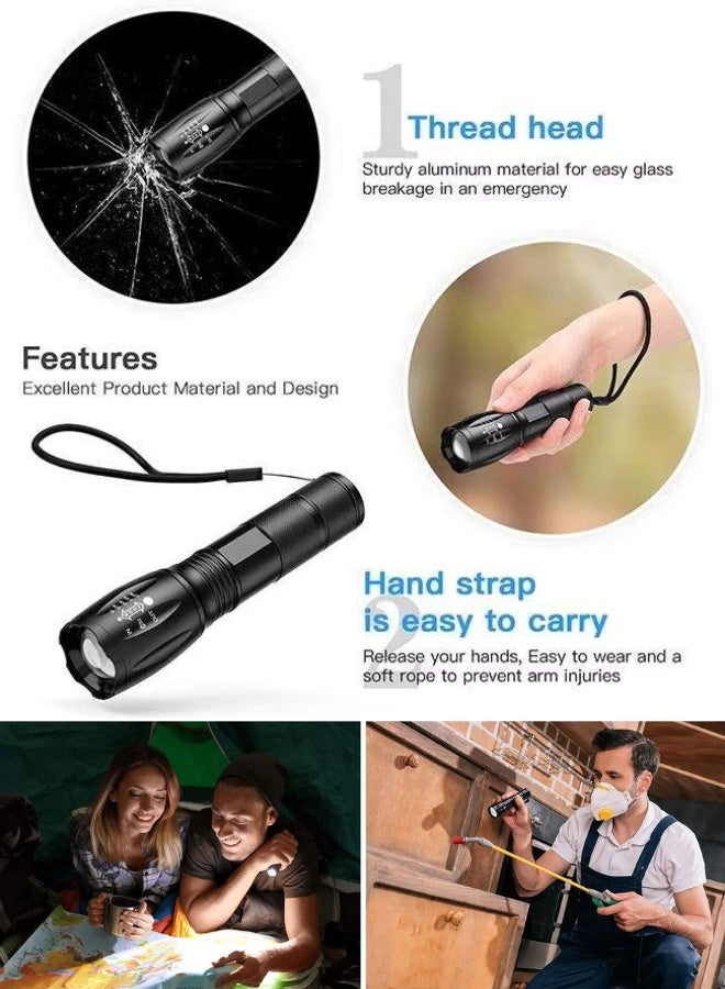 QLIGHT Portable LED Flashlights High Lumens 2 Pack, Powerful Tactical Flashlight With 5 Modes, Pocket Small Flash Light, Waterproof Zoomable Flashlights for Camping Home Emergencies, Camping Essentials (Batteries not Included) - Image 5