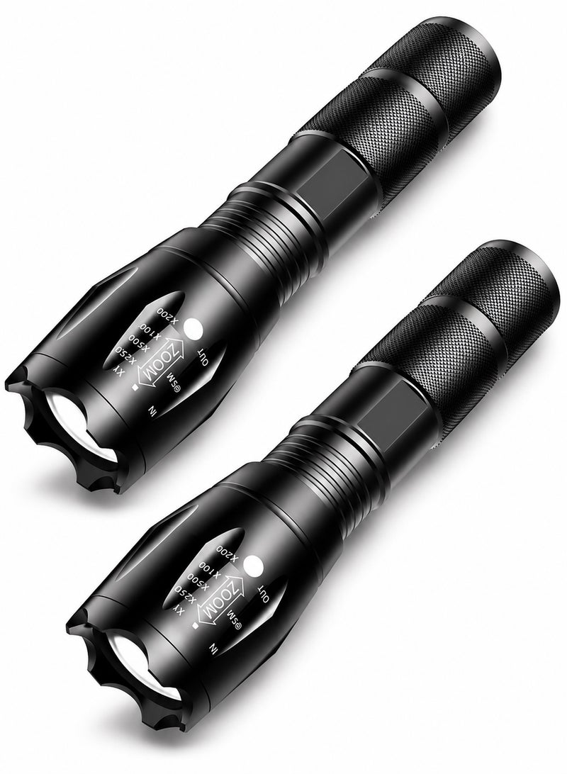 QLIGHT Portable LED Flashlights High Lumens 2 Pack, Powerful Tactical Flashlight With 5 Modes, Pocket Small Flash Light, Waterproof Zoomable Flashlights for Camping Home Emergencies, Camping Essentials (Batteries not Included) - Image 1