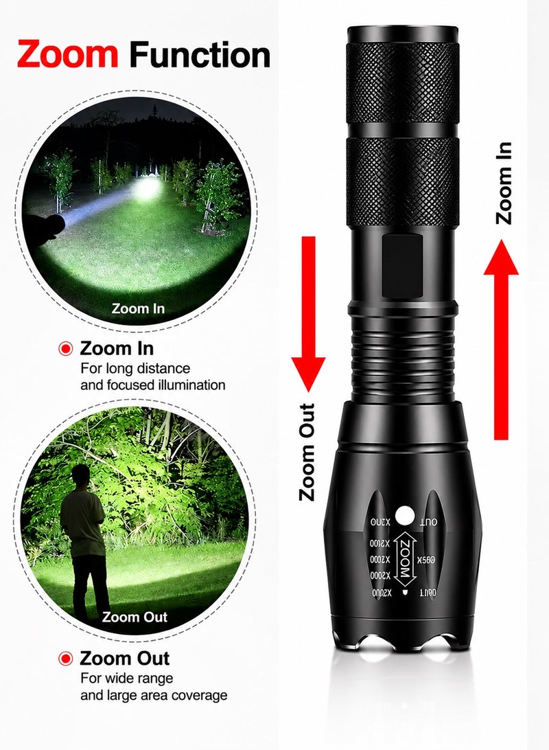 QLIGHT Portable LED Flashlights High Lumens 2 Pack, Powerful Tactical Flashlight With 5 Modes, Pocket Small Flash Light, Waterproof Zoomable Flashlights for Camping Home Emergencies, Camping Essentials (Batteries not Included) - Image 2