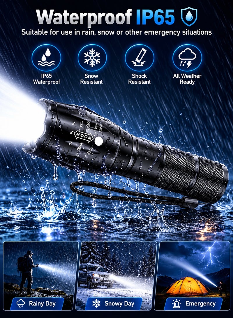 QLIGHT Portable LED Flashlights High Lumens 2 Pack, Powerful Tactical Flashlight With 5 Modes, Pocket Small Flash Light, Waterproof Zoomable Flashlights for Camping Home Emergencies, Camping Essentials (Batteries not Included) - Image 4