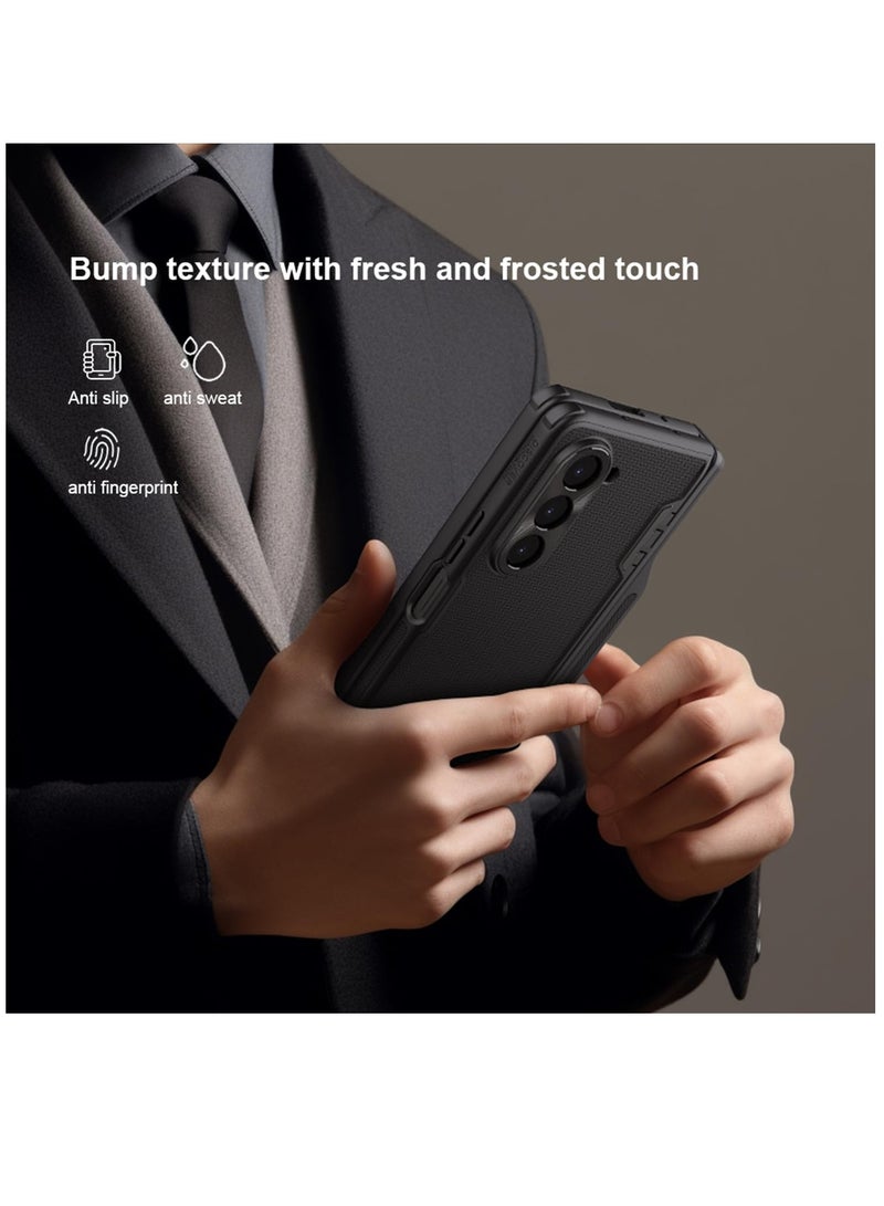 Excefore جراب لهاتف Samsung Galaxy Z Fold 5 مع حامل قلم S رفيع جديد وغطاء معدني للكاميرا، حماية المفصلة مع حامل مخفي لهاتف Samsung Galaxy Z Fold 5، 2023، أسود - Image 5