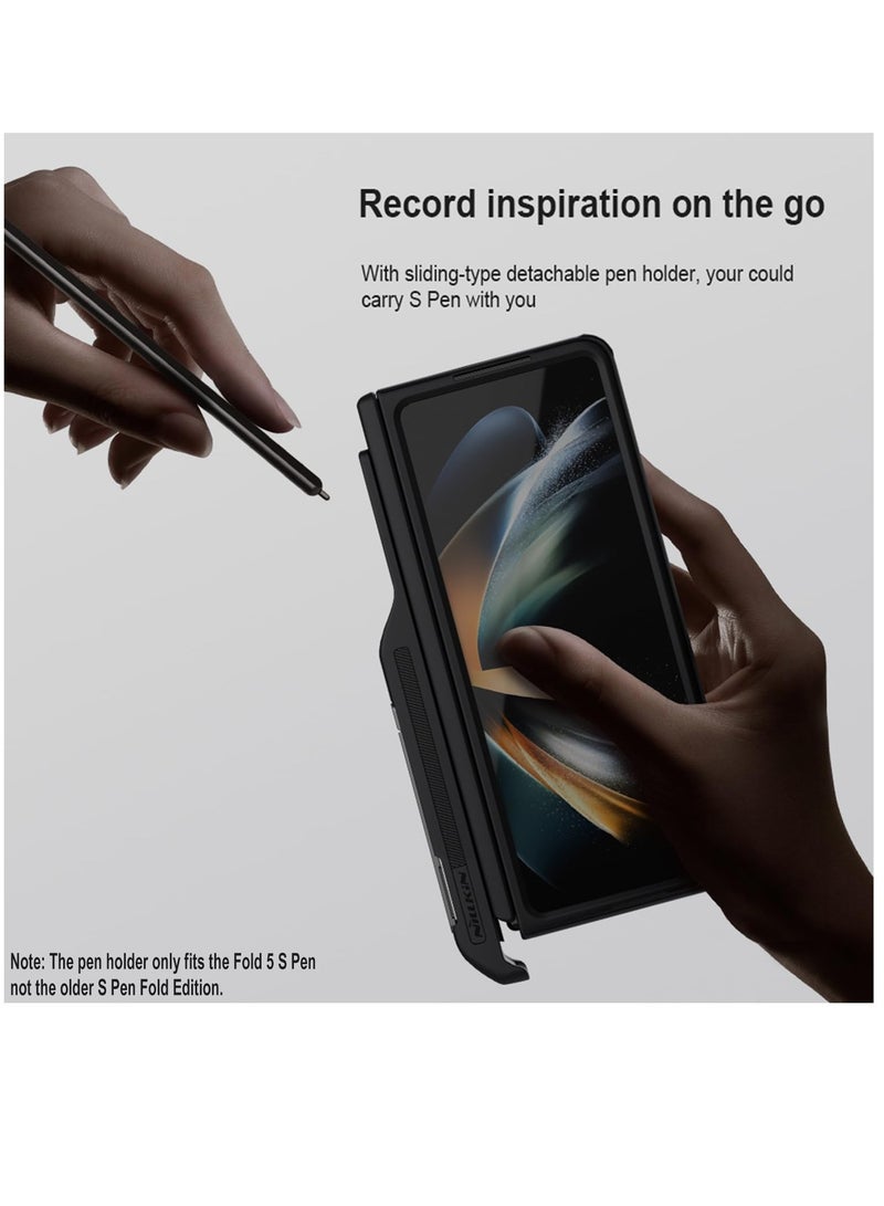 Excefore جراب لهاتف Samsung Galaxy Z Fold 5 مع حامل قلم S رفيع جديد وغطاء معدني للكاميرا، حماية المفصلة مع حامل مخفي لهاتف Samsung Galaxy Z Fold 5، 2023، أسود - Image 3