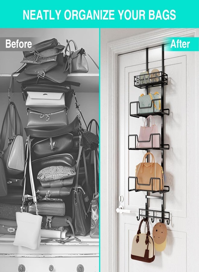 HapiRm Purse Organizer Storage Rack - Adjustable Over The Door Handbag Organizer with Metal Shelf Bags Design, Wall Mounted Purse Holder, Hanging Bag Hanger, Can Use As 1/2 Part Detachable - Image 4