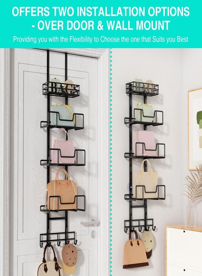 HapiRm Purse Organizer Storage Rack - Adjustable Over The Door Handbag Organizer with Metal Shelf Bags Design, Wall Mounted Purse Holder, Hanging Bag Hanger, Can Use As 1/2 Part Detachable - Image 3