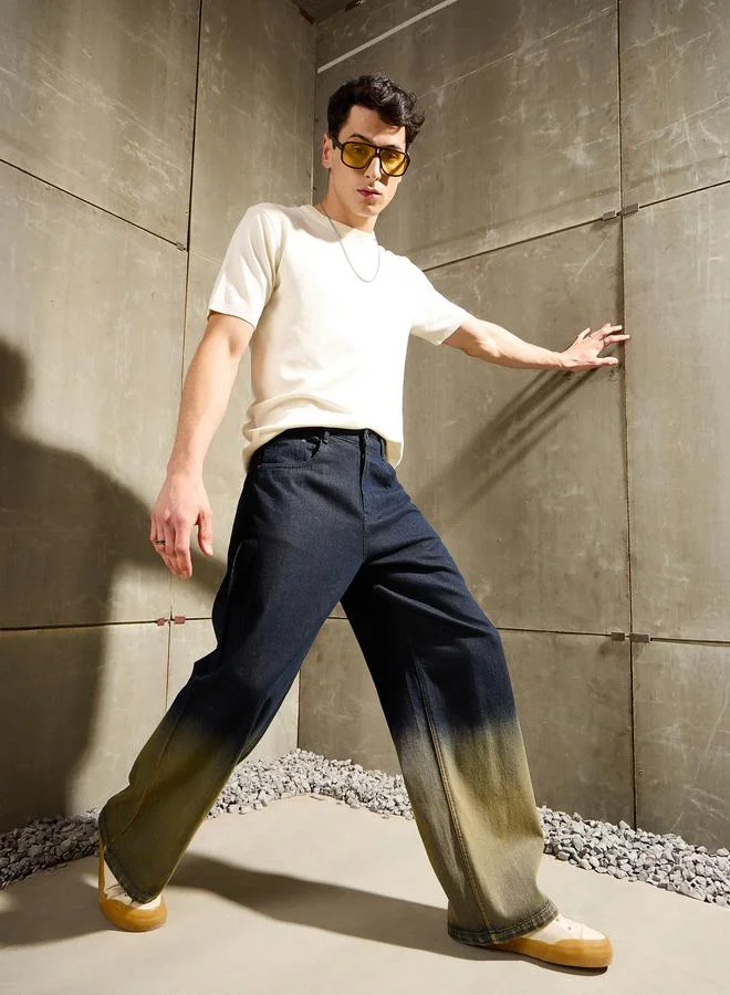 ساسافراس Sassafras Men Blue Mid Rise Ombre Wide Leg Jeans