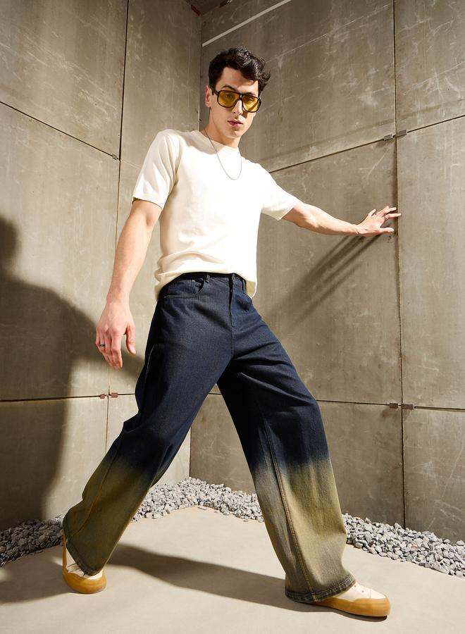 Mascln Sassafras Men Blue Mid Rise Ombre Wide Leg Jeans - Image 1