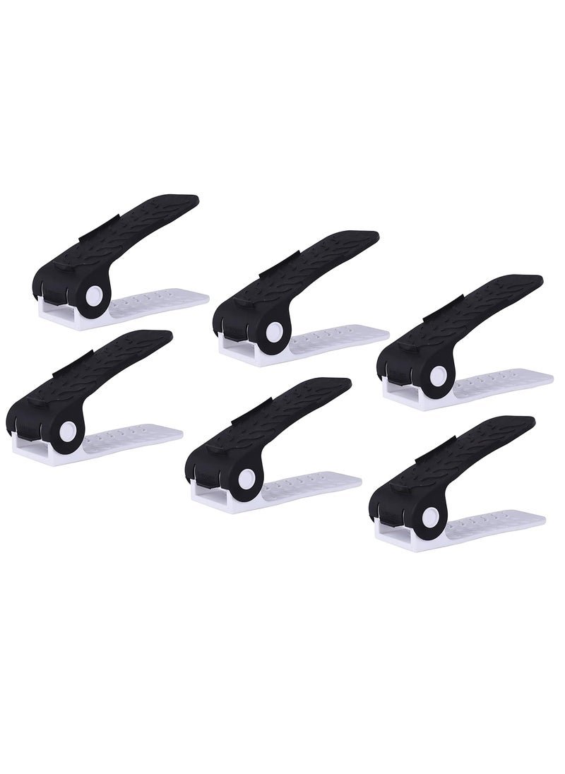 Three Secondz Three Secondz shoe slot organizer shoe organiser space saver shoe rack organiser adjustable Shoe holder Pack of 6 Black  - Image 1